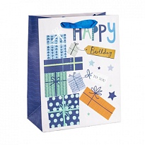 Пакет подарочный крафт 18*23*10см Happy Birthday Подарочный рай