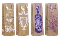 Пакет подарочный под бутылку 12*36*9см In Vino Veritas ассорти