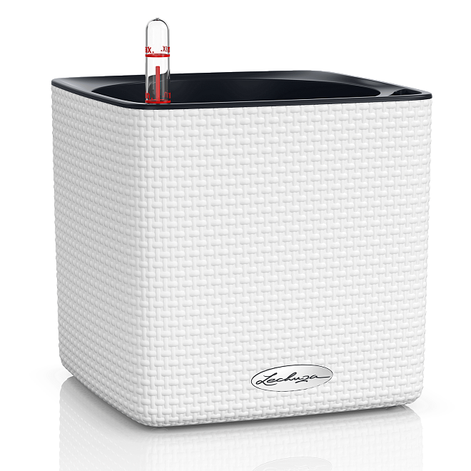 Кашпо Lechuza Кьюб Колор 16, автополив, белый 17*17*16см