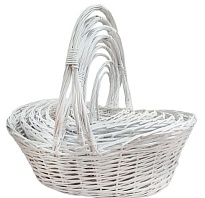 Корзина (ива) d46*h22*hh52см овал белый