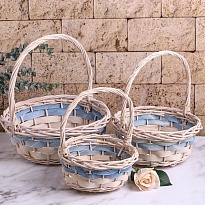 Корзина (ива) d21*h19*hh27см круг белый голубой