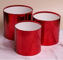 Коробка шляпная без крышки d16*h15,5см глянцевый металлик красный