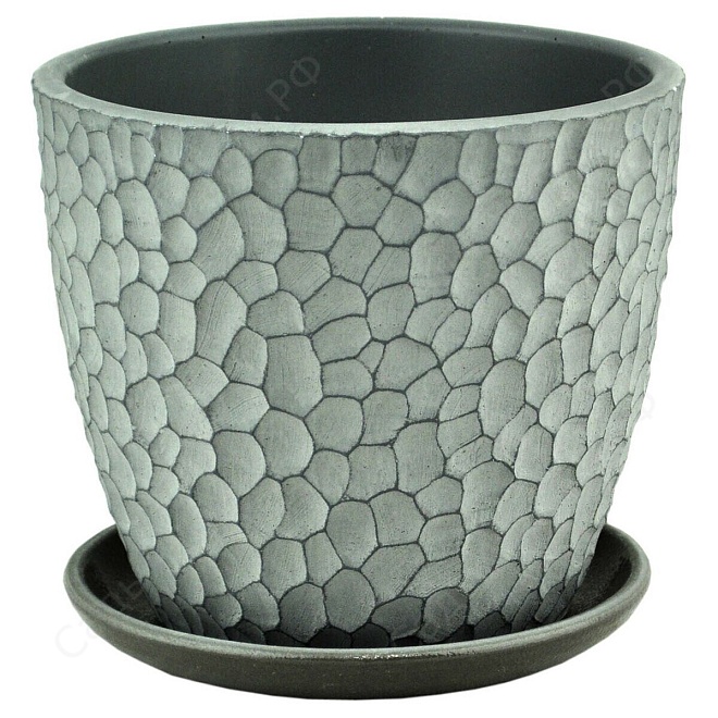 Горшок Бутон Манго d18 h15см 2,8л с поддоном бетон серый