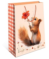 Пакет подарочный 26*32*12см Белочка