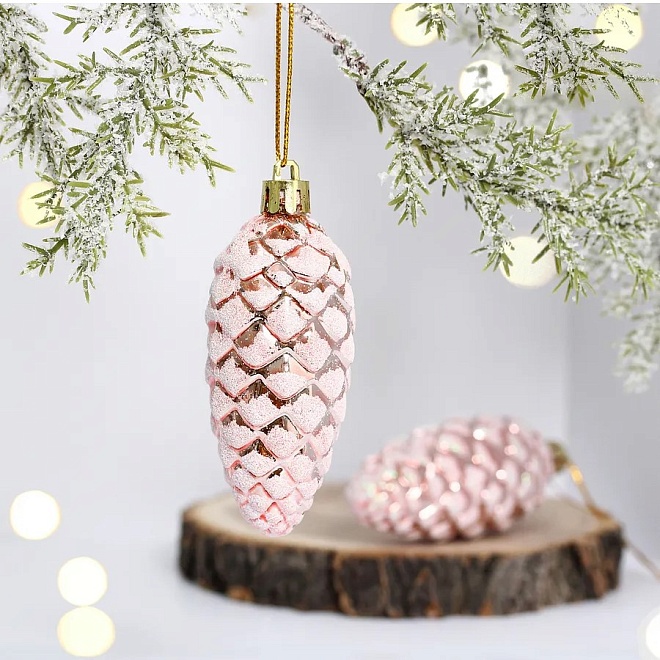 Елочные игрушки Шишки Таинственное очарования 9см 2шт розовый