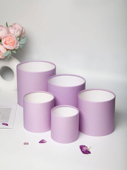 Коробка шляпная без крышки d16*h16см матовый лиловый