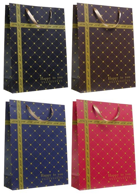 Пакет подарочный 31*42*12см Happy ассорти