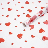 Пленка матовая 60см 200гр Сердечки разные красный