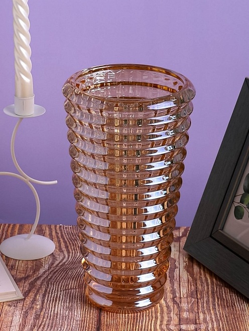 Ваза из стекла Рельефная d10,8*h22,4см золотистый