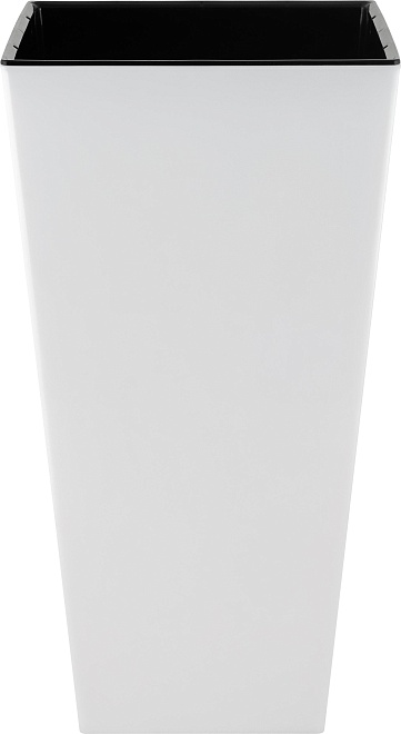 Кашпо London Cube 25*25 h47см 19,5л с вкладкой пластик белоснежный жасмин