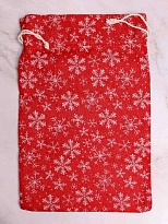Мешок подарочный НГ Снежинки 20*30см белый красный