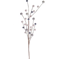 Ветка декоративная с бусинами, h60см, шампань-серый