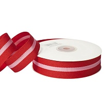 Лента хлопковая 25мм*25ярд Полоса красный розовый
