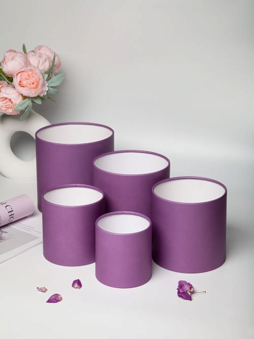 Коробка шляпная без крышки d12*h12см матовый черничный