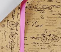 Пленка матовая 58см*10м 65мкр Винтажный велосипед розовый