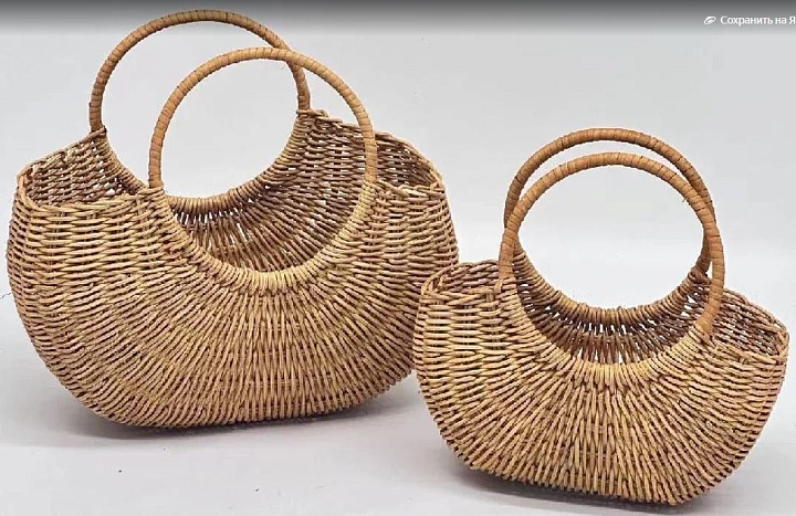 Корзина плетеная (ротанг) d20*10*h8*10*hh19см сумка медово-коричневый