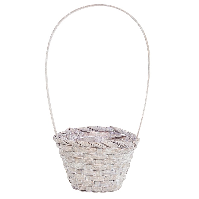 Корзина (бамбук) d13*h9,5*hh28см круг серый