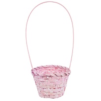 Корзина (бамбук) d13*h9,5*hh28см круг розовый светлый