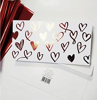 Конверт для денег "Сердца", 10*19см, фольгированный