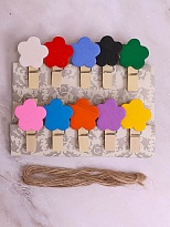 Прищепка цветы 10шт 13,5*2см микс