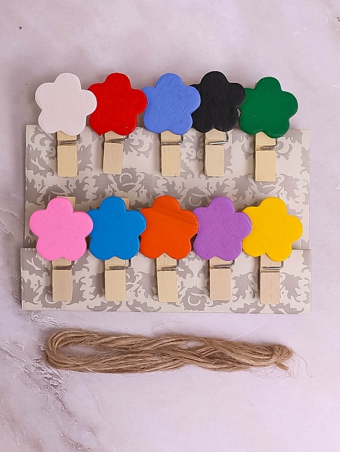 Прищепка цветы 10шт 13,5*2см микс