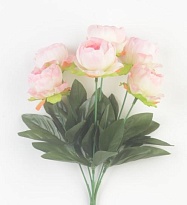 Пион в букете, искусственная, 6 голов, h30см, розовый комбинированный