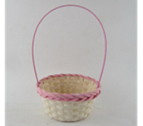 Корзина (бамбук) d21*h10*hh34см круг розовый