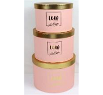 Коробка шляпная d25.5*h18см Love розовый золотой