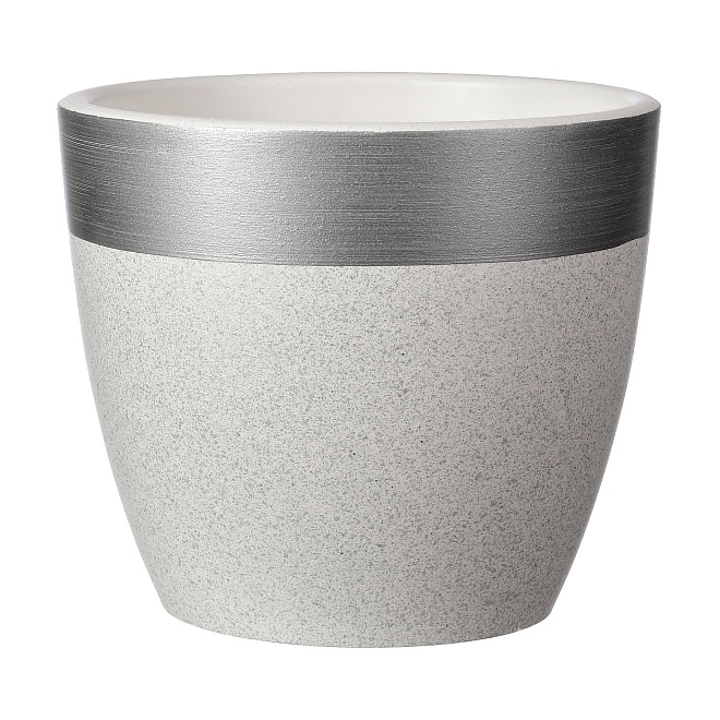 Горшок Бутон Голден d36 h33см 22л бетон бело-серый