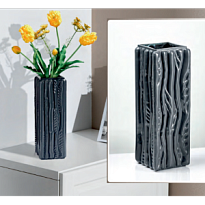 Ваза из стекла Квадрат Кора d12*12*h30см серый глянец