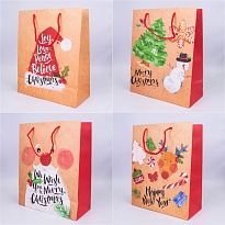 Пакет подарочный НГ 31*42*12см Новогоднее настроение ассорти
