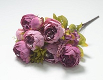 Пионы в букете искусственный 10 веток h50см темно-сиреневый