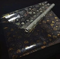 Пленка прозрачная 58см*10м 50мкр Отражение сердце паст-мятный