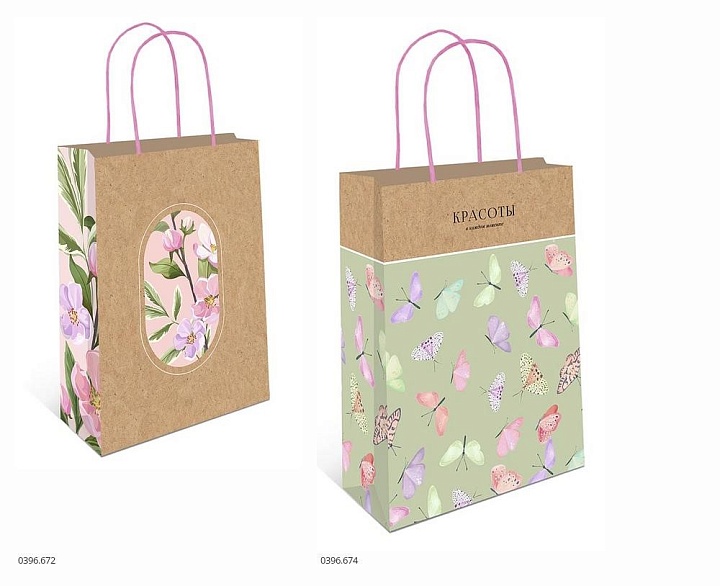 Пакет подарочный 26*32*12см Оттенки нежности крафт