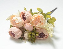 Пионы в букете искусственный 10 веток h50см кремовый
