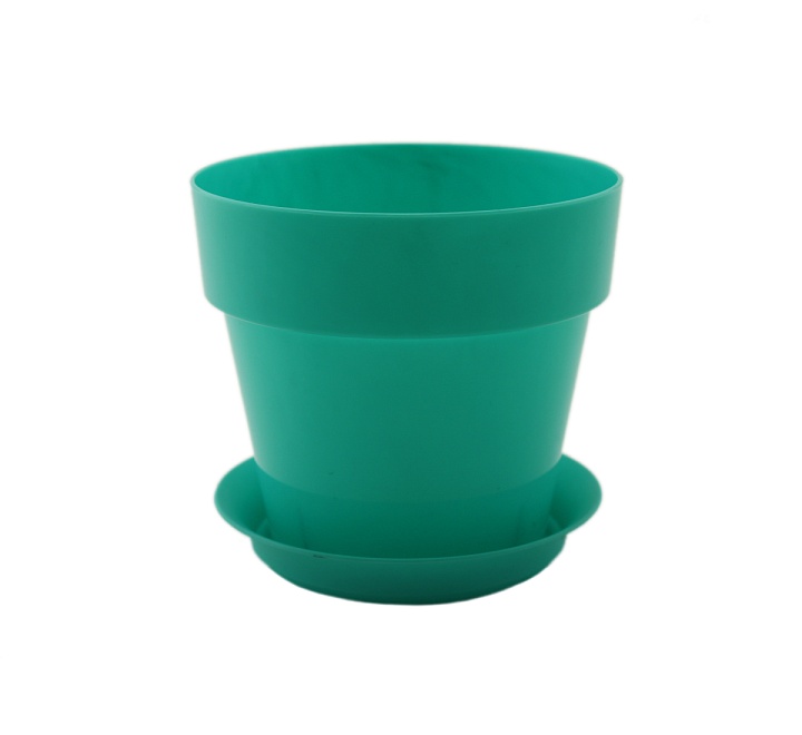 Кашпо Протея d11,5 h10см 0,7л с поддоном пластик бирюзовый