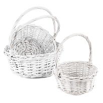Корзина плетеная (ива) d30*h14*hh34см круг белый