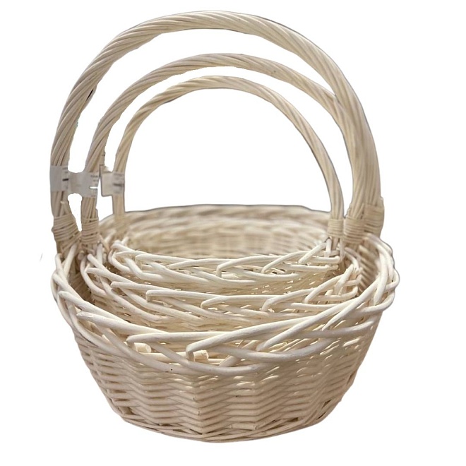 Корзина (ива) d27*h12*hh31см круг белый