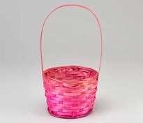 Корзина (бамбук) d19*h9,5*hh32см круг розовый
