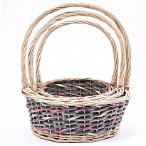 Корзина плетеная (ива) d35*h14*hh41cм круг серый