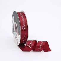 Лента полиэстер 25мм*35ярд Романтик бордовый