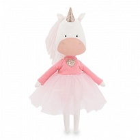 Мягкая игрушка Единорог Дафни в платье с сердцем h30см