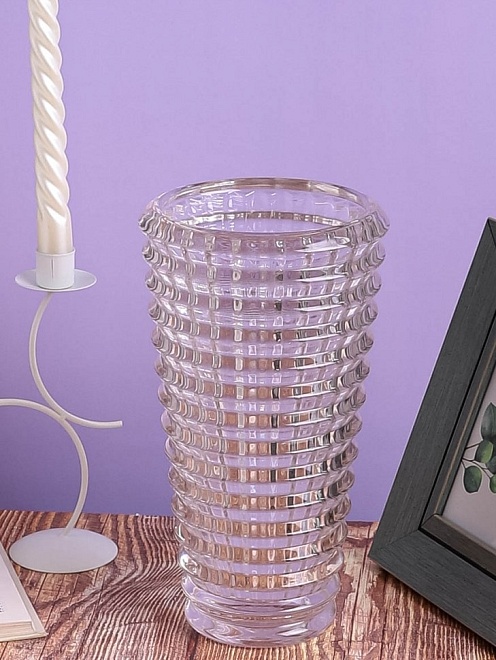 Ваза из стекла Рельефная d10,8 h22,4см прозрачный