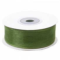 Лента органза 25мм*25ярд оливковый