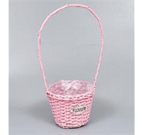 Корзина (ива) d26*18*h17*hh55см круг розовый