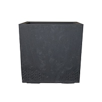 Кашпо на колесиках Ламела Каро Eco beton 40*40h39,4см 36л дренажно-слив.система пластик черный бетон