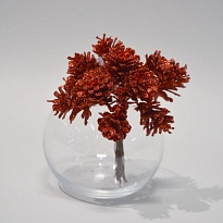 Шишки на проволоке в связке с глиттером 12шт 10см красный