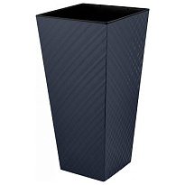 Горшок Manhattan Cube 30*30 h56,4см 19л с вкладкой пластик вулканический серый