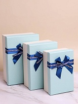 Коробка подарочная Прямоугольник 21*14*8см бант синий