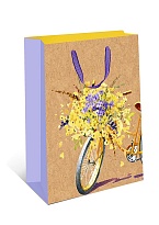 Пакет подарочный крафт 18*22,3*10см Желтый велосипед